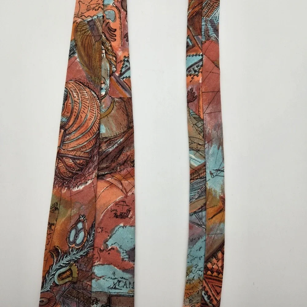 John Weitz Tie Mens Vintage Abstract Travel Map USA Rayon Novelty‎